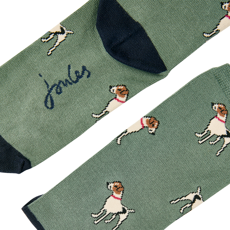 Joules Excellent Everyday Pair Of Socks - Green Dog-2
